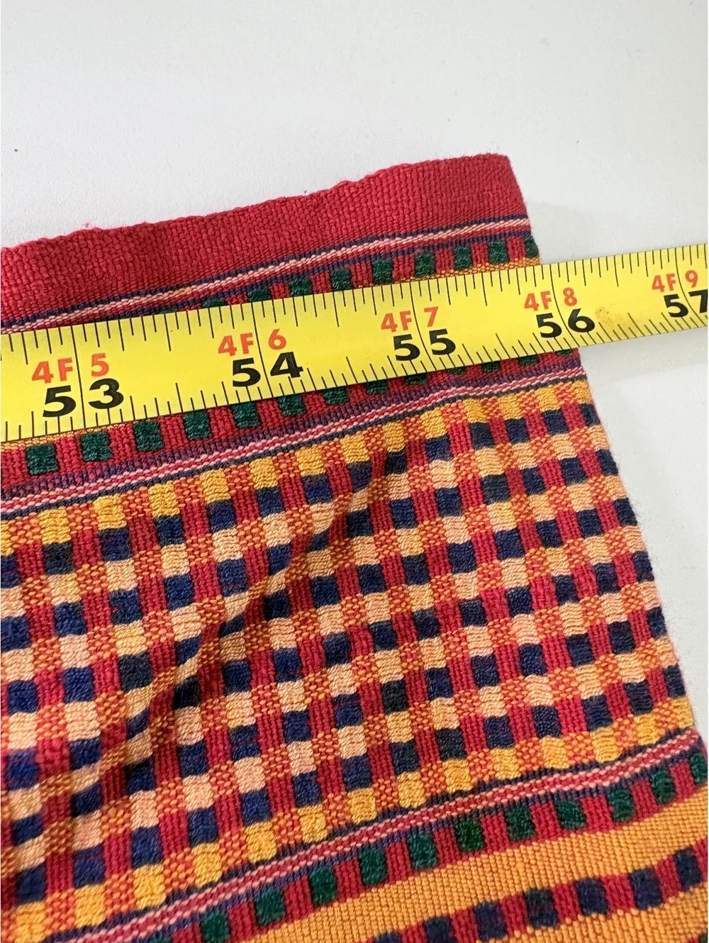 Vintage Woven Tablecloth Multicolor Boho Southwestern Fringed 56x39
